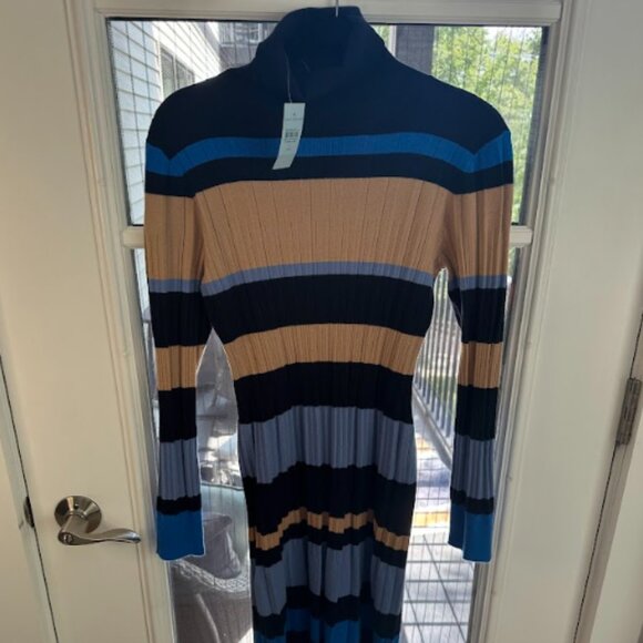 Ann Taylor Striped Ribbed Turtleneck Sweater Dress – Size S Petite - Picture 3 of 5
